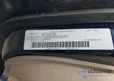 2007 Subaru Legacy 2.5I from USA, damaged, VIN 4S3BL616777213891